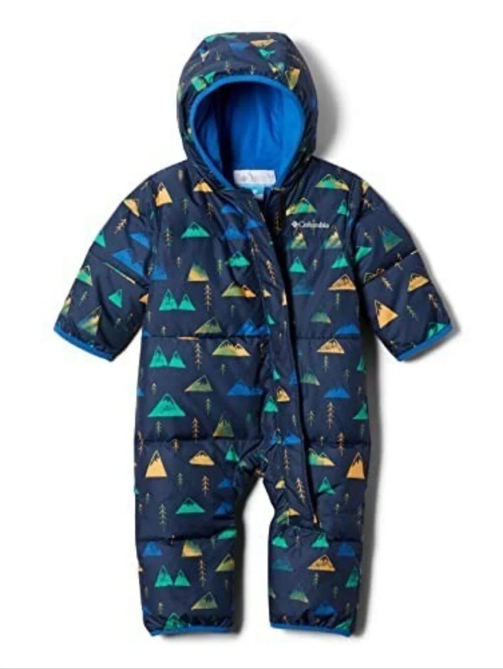 Columbia Baby 12-18M Snowsuit Bunting Puffer Fleece Lined Hooded Mountain Print